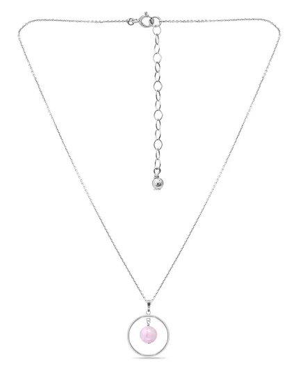 Колье-подвеска Macy's с посеребренным кольцом из нескольких подлинных камней rose quartz