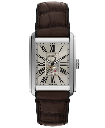 Мужские часы Fossil Carraway с автоподзаводом из коричневой кожи Кроко, 30 мм