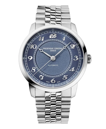 Классические мужские часы Frederique Constant с автоматическим серебристым браслетом, 38,5 мм, серебро