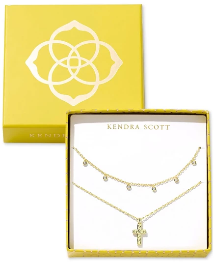 Подарочный набор с золотым хрустальным крестом Kendra Scott Amelia, белый