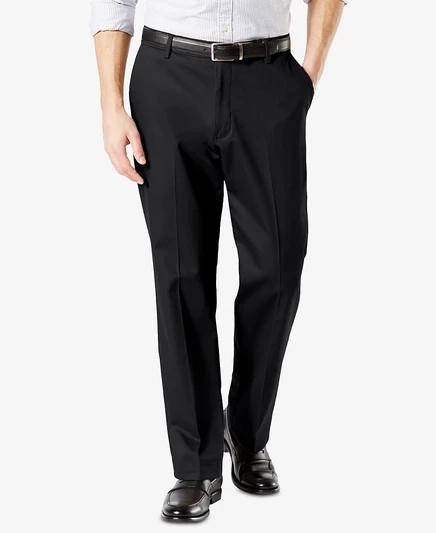 Мужские фирменные хлопковые брюки Dockers из хлопка класса люкс классического кроя со складками, стрейчевые брюки цвета хаки, черные