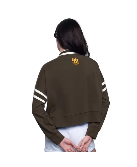 Укороченный пуловер-толстовка Starter для женщин коричневого цвета San Diego Padres Power Play brown