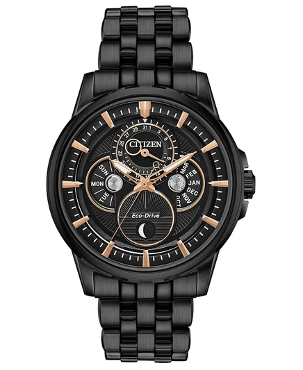 Мужские часы-браслет Citizen Eco-Drive с календарем серого цвета из нержавеющей стали, 44 мм