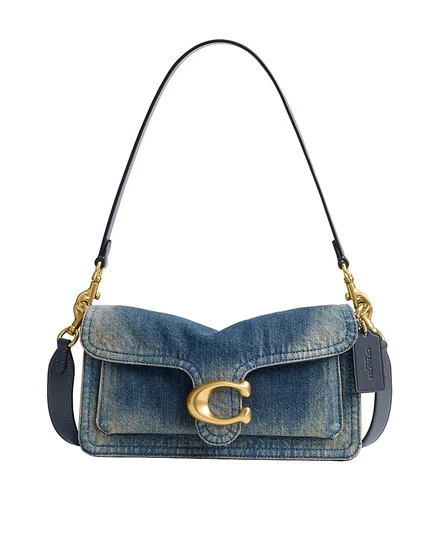 Сумка через плечо из хлопчатобумажной джинсовой ткани COACH Tabby Medium с эффектом регенерации 26 синий