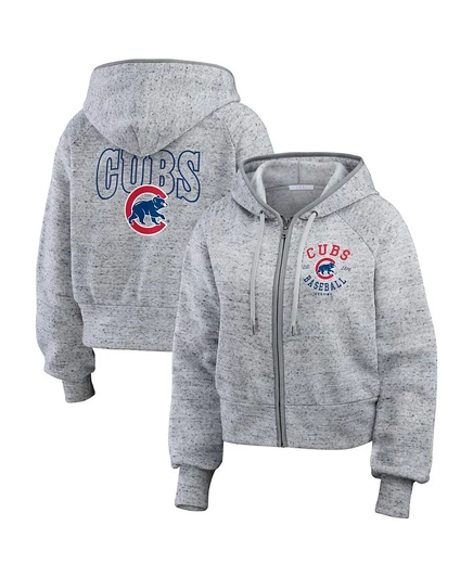 Женская худи Wear by Erin Andrews Chicago Cubs укороченная, серая меланж