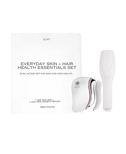 Светодиодная расческа Solaris Laboratories NY и набор для ухода за кожей и волосами Gua Sha белый
