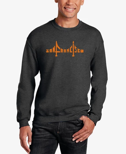 Мужская толстовка с круглым вырезом San Francisco Bridge Word Art dark gray
