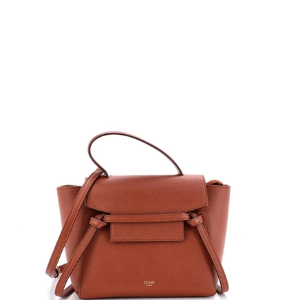 Женская поясная сумка Celine Nano кожаная, коричневая