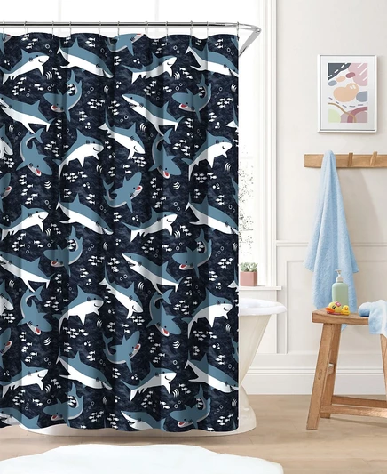 Шторка для душа dream FACTORY Sharks 183×183 см, синяя