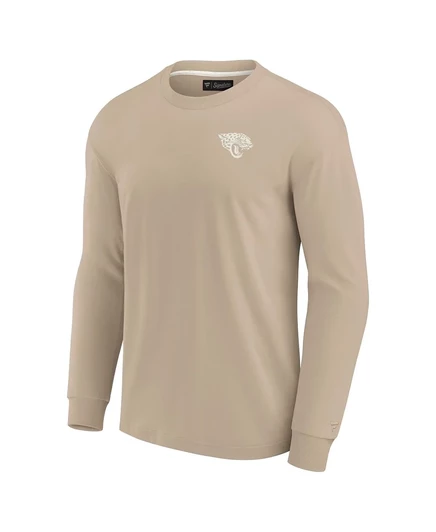 Фирменная мужская и женская футболка Fanatics цвета хаки Jacksonville Jaguars Elements Super Soft с длинным рукавом khaki