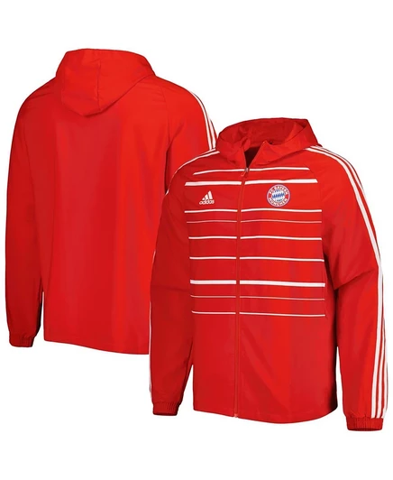 Мужская ветровка-худи Adidas Bayern Munich DNA на молнии, красная