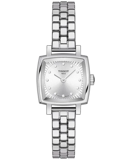 Женские Tissot Lovely Square 20 мм с камнями, серебристые