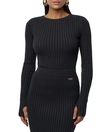 Женский топ JLUXLABEL Overcast в рубчик, черный