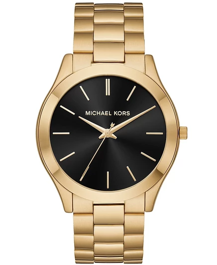 Michael Kors Унисекс Тонкие часы-браслет из нержавеющей стали с ионным покрытием для подиума 44 мм