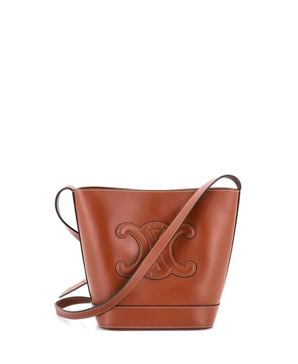 Женская сумка-ведро Pre-Owned Celine Cuir Triomphe, кожаная, коричневая