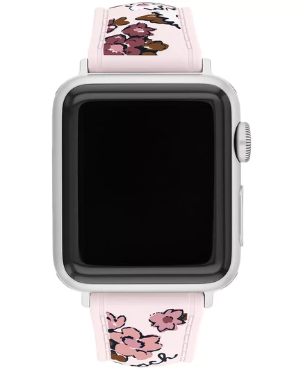 Женский розовый силиконовый ремешок COACH с цветочным рисунком для Apple Watch 38мм, 40мм, 41мм pink