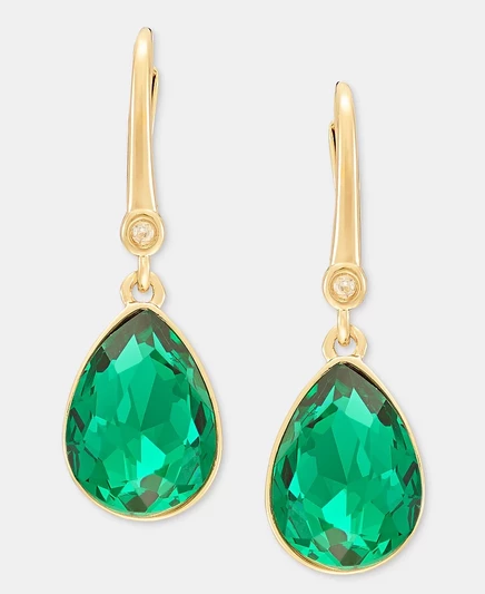 Женские серьги DKNY с камнями-каплями, зеленые