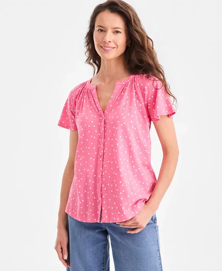 Женский топ Style & Co с застежкой на пуговицы, розовый