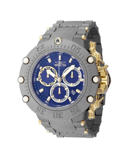Мужские часы Invicta 48193 Subaqua Quartz с двумя стрелками, синие, золотые, с титановым циферблатом silver
