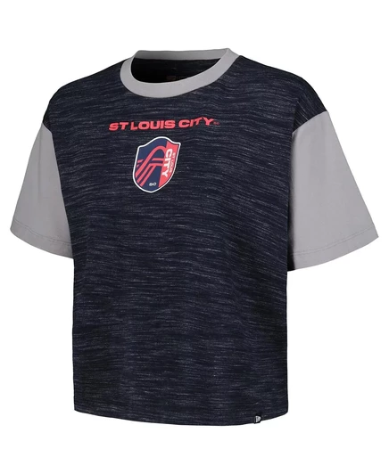 Женская укороченная футболка 5th & Ocean от New Era Navy St. Louis City SC Athletic Cross-Back от New Era Navy. navy