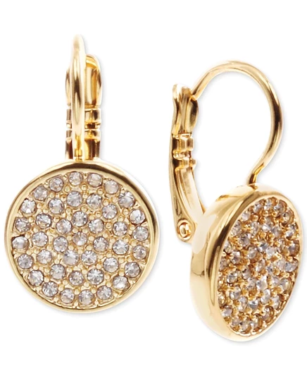 Серьги-подвески Anne Klein Crystal Pavé Disc, золотистые