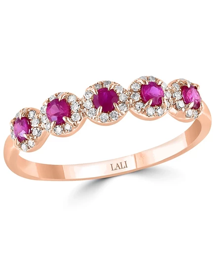 Кольцо LALI Jewels, рубины, бриллианты, розовое золото