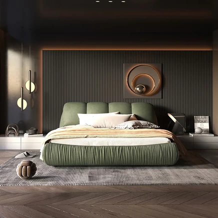 Кровать Streamdale Furniture с мягкой спинкой, зеленая