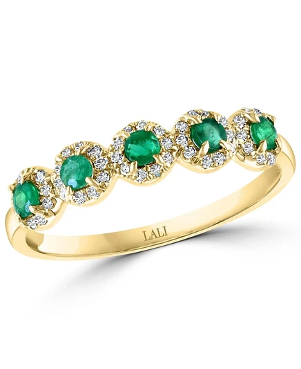 Кольцо LALI Jewels, изумруды, бриллианты, желтое золото
