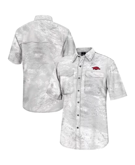 Мужская рыболовная рубашка Colosseum White Arkansas Razorbacks Realtree Aspect Charter на всех пуговицах white