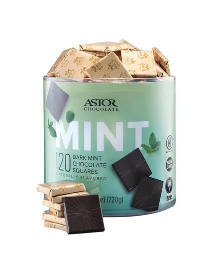Шоколадные квадратики astor chocolate темный с мятой, 120 шт