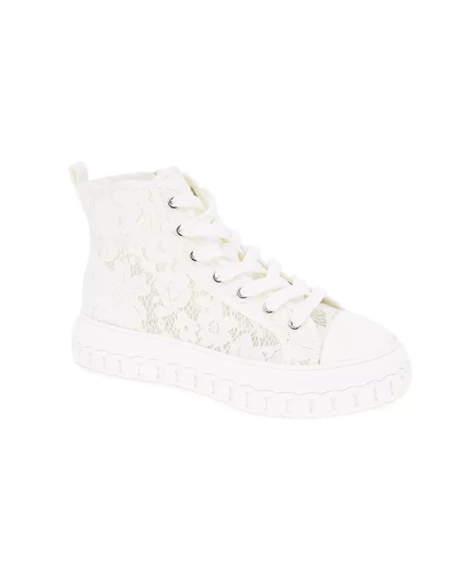  Женские кроссовки на высокой платформе Renda white lace