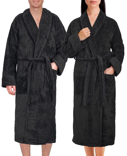 Унисекс халат American Soft Linen из хлопка, черный