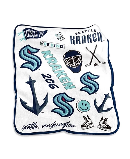 Плюшевое одеяло Seattle Kraken размером 50 x 60 дюймов из натурального рашеля