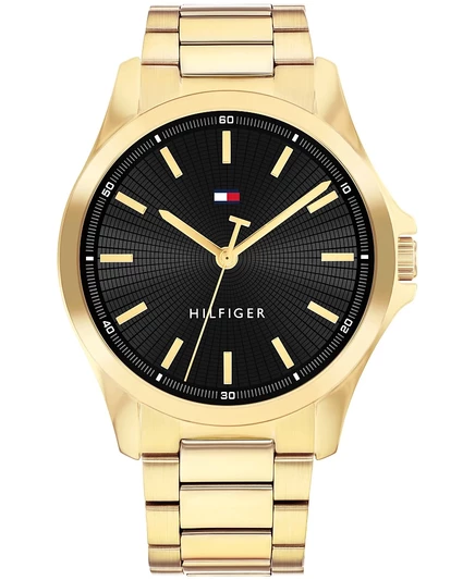 Мужские кварцевые часы Tommy Hilfiger с золотым браслетом из нержавеющей стали, 42 мм золото