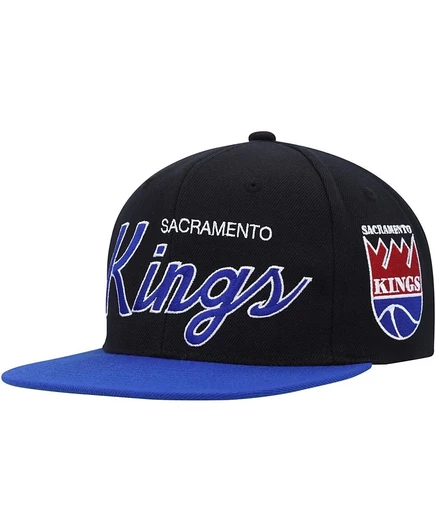 Мужская кепка Mitchell & Ness Black Sacramento Kings Hardwood Classics MVP Team Script 2.0 Snapback черного цвета