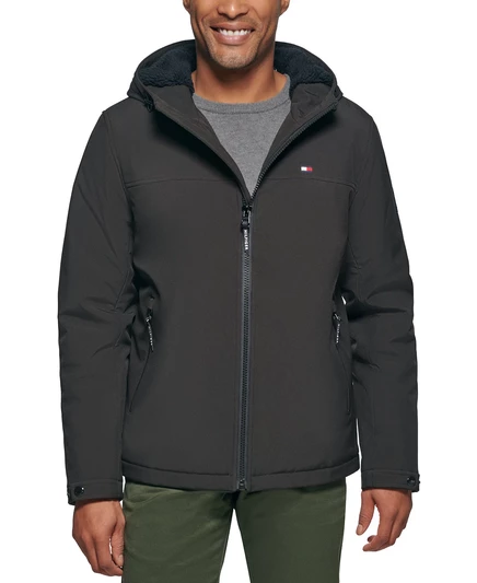 Мужская куртка Tommy Hilfiger софтшелл с капюшоном, черная