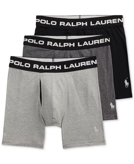 Мужские трусы Polo Ralph Lauren 3-Pk. Идеальные боксерские трусы-мешочки andover heather/charcoal heather/black