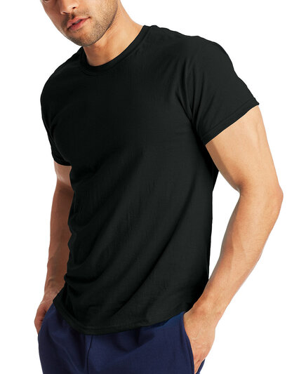 Мужская футболка с круглым вырезом и коротким рукавом от Hanes X-Temp, 2 шт. black