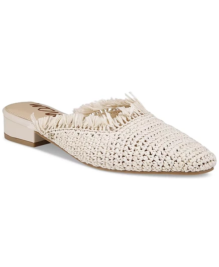  Женские шлепанцы на плоской подошве из рафии с бахромой Reeta off white