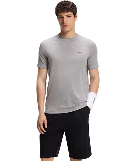 Мужская футболка BOSS by Hugo Boss Active Slim-Fit с контролем влажности серого цвета