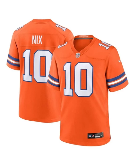 Мужская футболка Nike Bo Nix оранжевого цвета из коллекции Denver Broncos Mile High 1977 года выпуска, выполненная в стиле ретро. orange