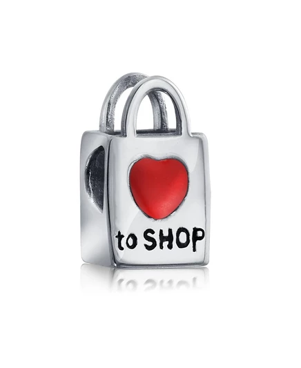Шарм Bling Jewelry сумка с сердцем, серебро 925, красный