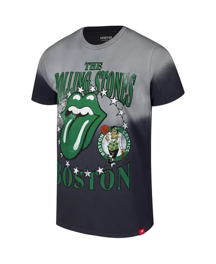 Спортивная мужская и женская серая футболка Rolling Stones x Boston Celtics Bingham Collab gray