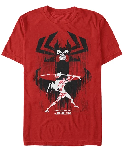 Мужская футболка с коротким рукавом Fifth Sun Samurai Jack Aku Sword Fight Splatter от самурая Джека Аку red
