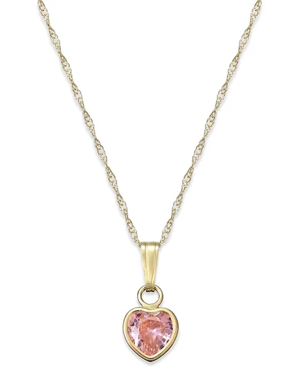 Колье для девочек Macy's с сердечком из розового фианита, 14k золото