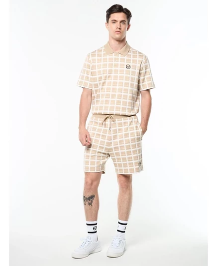 Короткая мужская рубашка в клетку Damarindo от Sergio Tacchini в коричнево-бежевую клетку