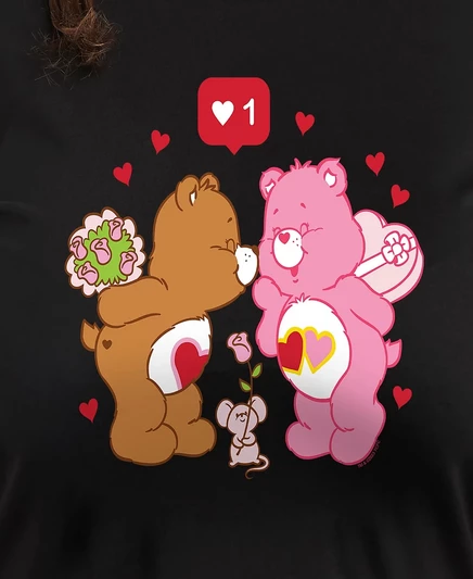 Футболка с круглым вырезом и графическим рисунком Hybrid Apparel Plus Size Trendy Care Bears на День Святого Валентина black