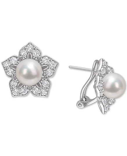 Серьги-пусеты Macy's с жемчугом и сапфиром, серебряные