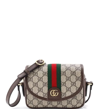 Женская сумка Pre-Owned Gucci Mini Ophidia, коричневая