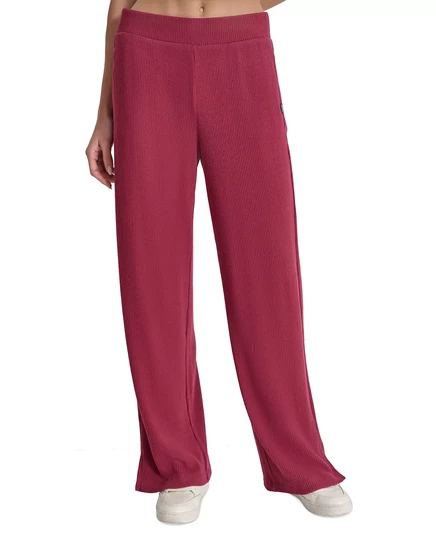 Женские брюки прямого кроя из матового трикотажа DKNY в рубчик burgundy